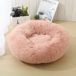 Round Plush Puppy & Sphynx Cat Bed – Calming Donut Nest for Better Sleep - Image 7