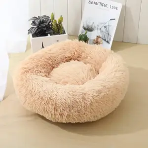 Round Plush Puppy & Sphynx Cat Bed – Calming Donut Nest for Better Sleep - Image 10