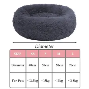 Round Plush Puppy & Sphynx Cat Bed – Calming Donut Nest for Better Sleep - Image 3