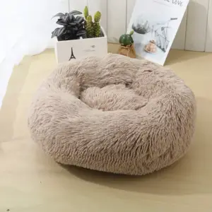 Round Plush Puppy & Sphynx Cat Bed – Calming Donut Nest for Better Sleep - Image 9