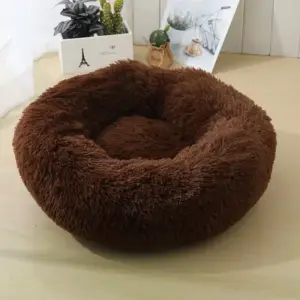 Round Plush Puppy & Sphynx Cat Bed – Calming Donut Nest for Better Sleep - Image 13