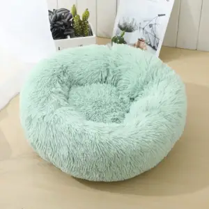 Round Plush Puppy & Sphynx Cat Bed – Calming Donut Nest for Better Sleep - Image 14