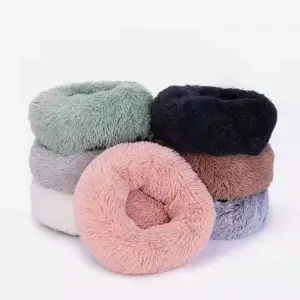 Round Plush Puppy & Sphynx Cat Bed – Calming Donut Nest for Better Sleep - Image 4