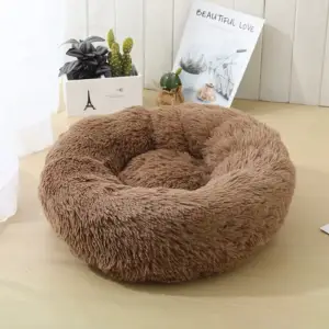 Round Plush Puppy & Sphynx Cat Bed – Calming Donut Nest for Better Sleep - Image 12