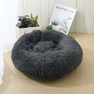 Round Plush Puppy & Sphynx Cat Bed – Calming Donut Nest for Better Sleep - Image 5